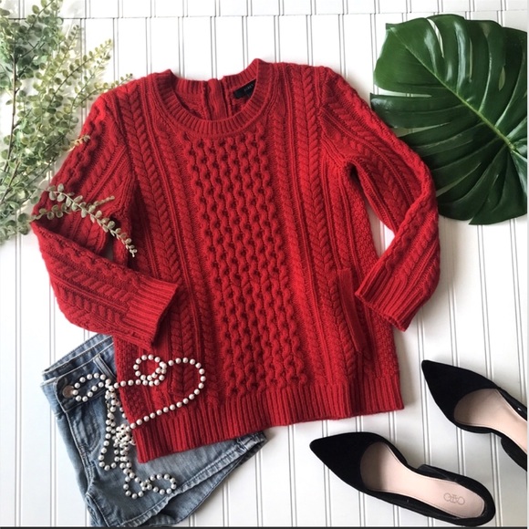J. Crew Sweaters - J. Crew red cable knit thick sweater